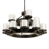 Unlit view of Noziroh two-tier ring chandelier showing circular frame design.