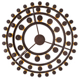 Bottom view of chandelier revealing circular ring layout and light distribution.