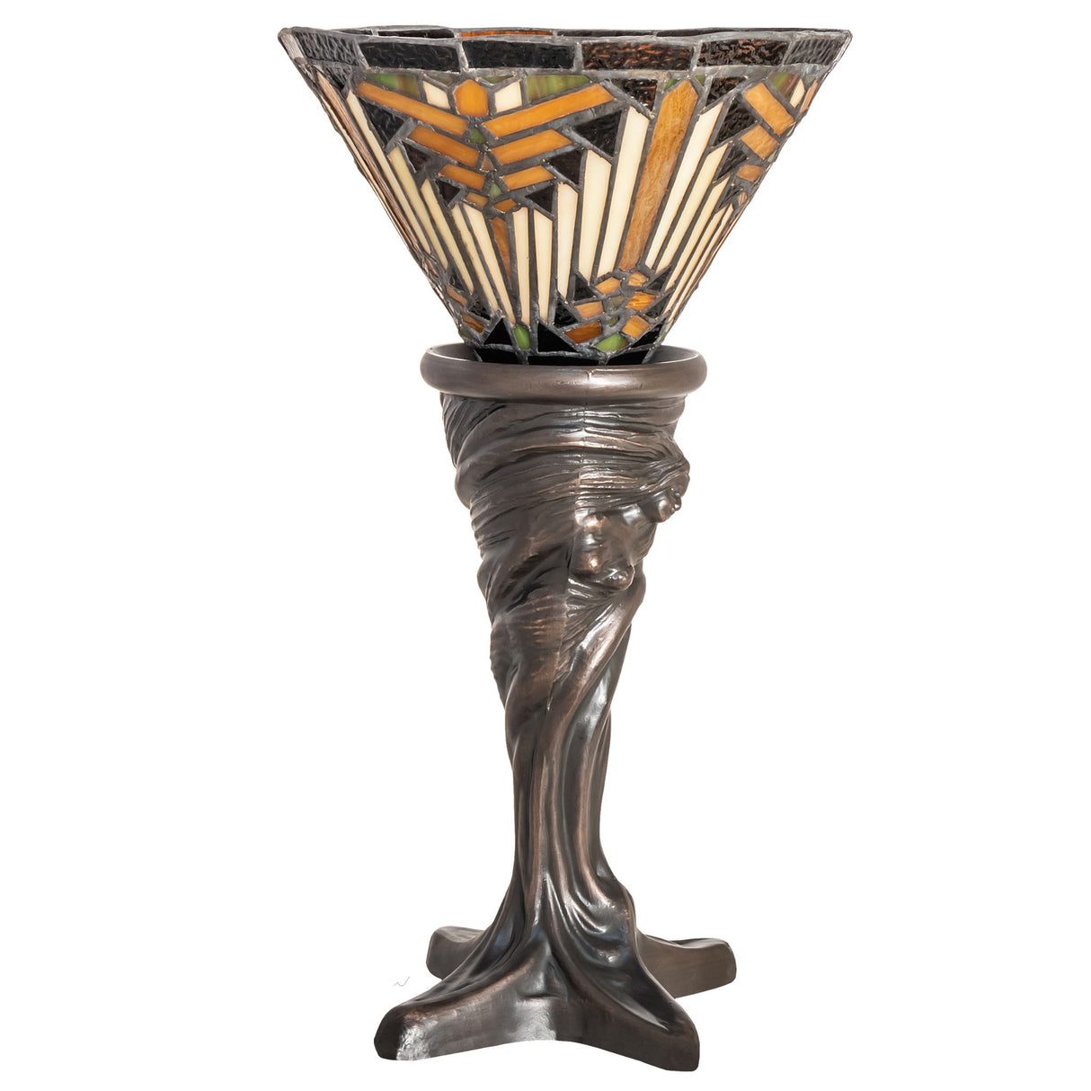 Full view of the Nuevo Mission Mini Lamp with intricate stained glass design.