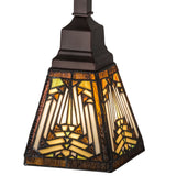 Close-up of the intricate stained glass on Nuevo Mission mini pendant.