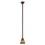 Full-length view of Nuevo Mission pendant with earth-toned glass and bronze finish.