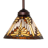 Side view of the Nuevo Mission mini pendant showcasing intricate stained glass details.