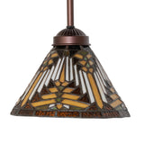Unlit view of Nuevo Mission mini pendant with intricate stained glass details.