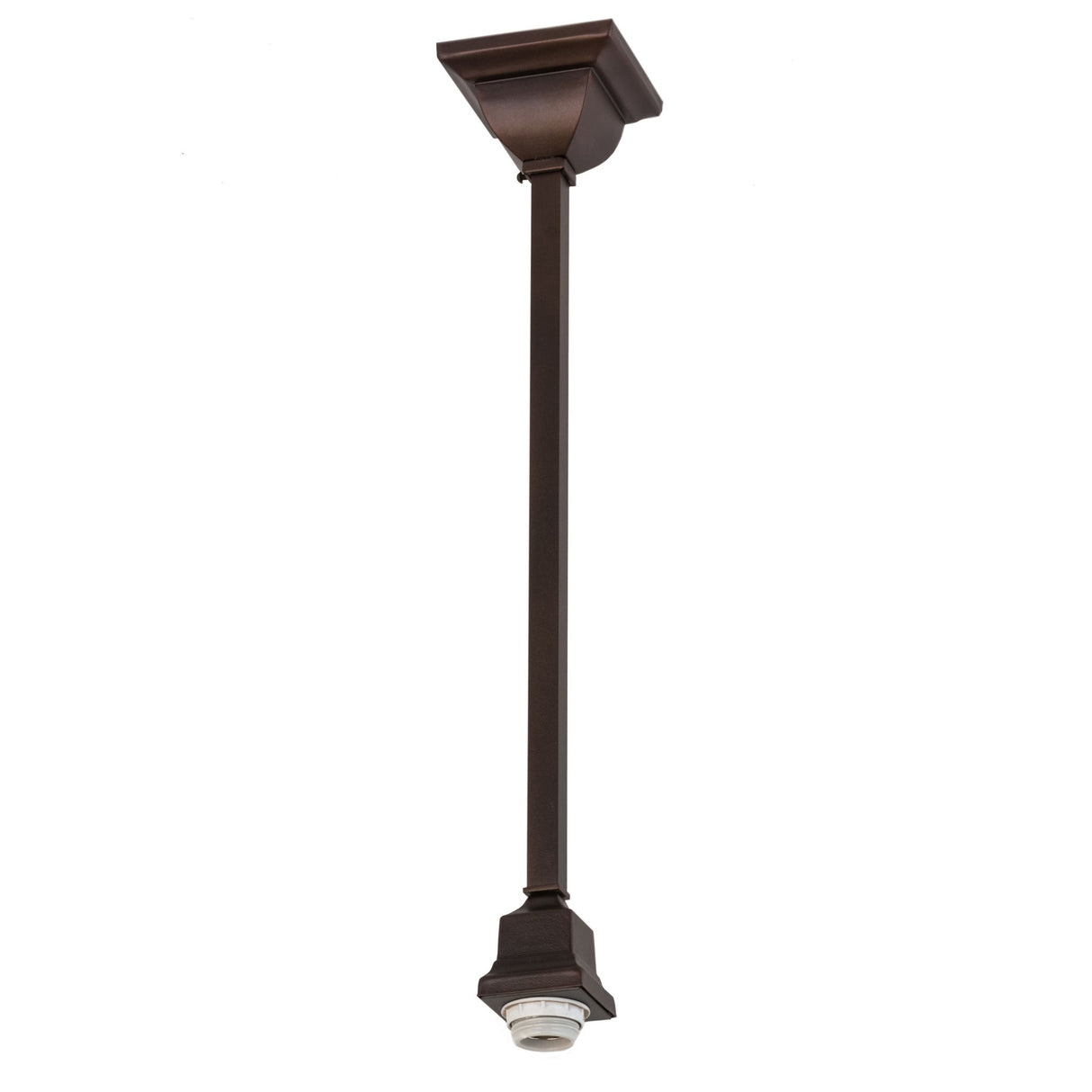 Ceiling mount detail of Nuevo Mission pendant with bronze finish.