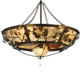 Slight lower angle showing oak leaf motifs and center dome light.