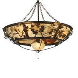 Oak Branch Chandel-Air front view lit showing oak leaf metal design.