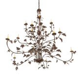 Bottom-angled product view displaying the sweeping oak-leaf arms of the chandelier.