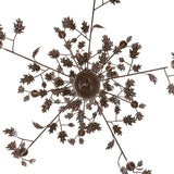 Bottom view showing oak leaf details on the 15 light chandelier.