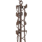 Close-up of oak leaf 15 light chandelier with wrapped oak leaf metalwork.
