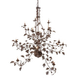 Top angled view of oak leaf chandelier showing layered branch arms and leaf detailing.
