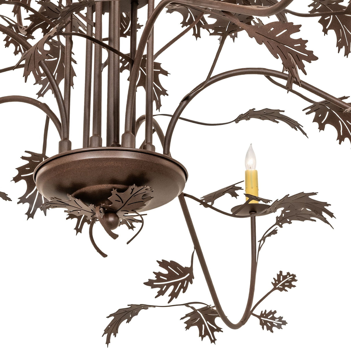 Close-up of the upper stem showing wrapped oak leaf accents.