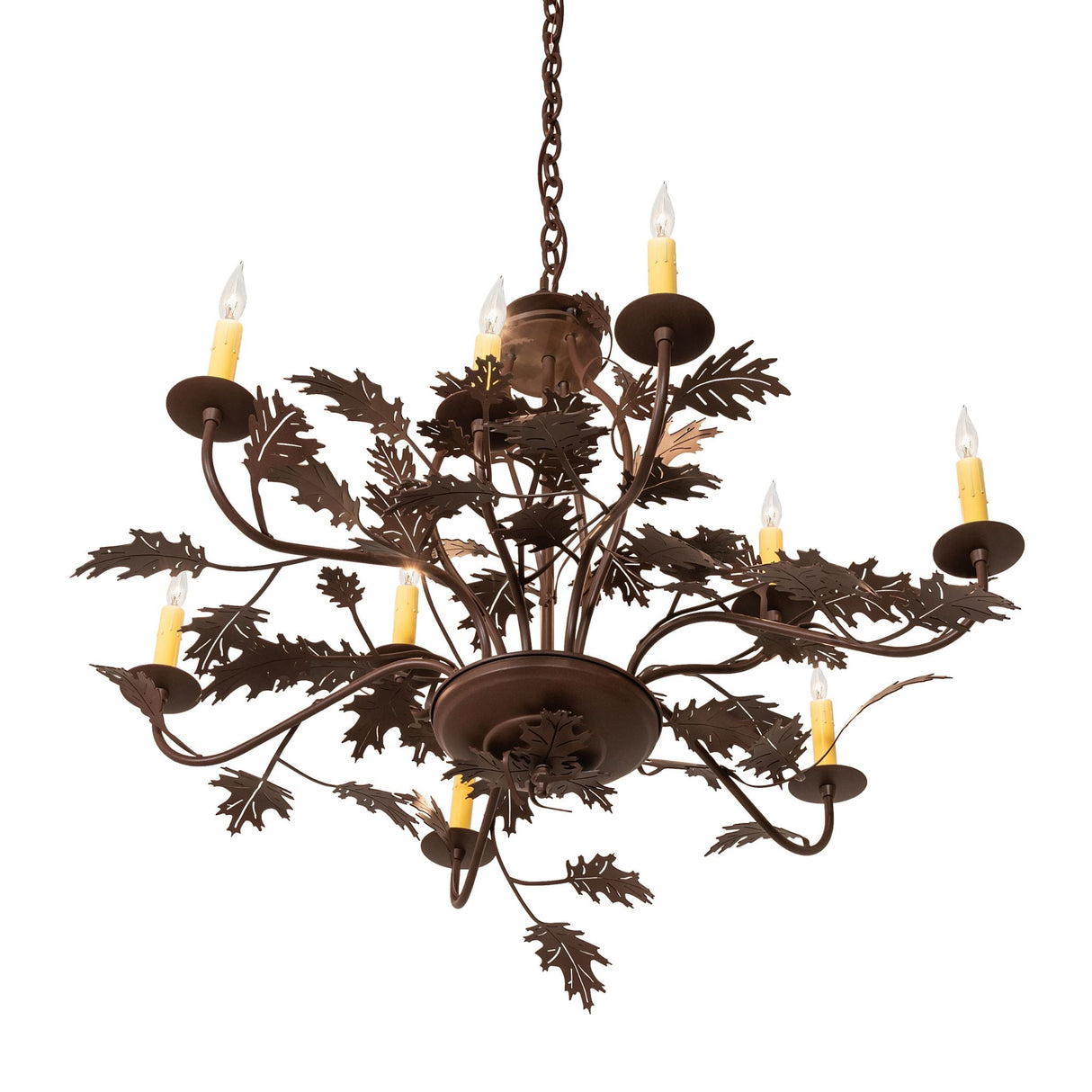 Bottom angle view displaying the chandelier underside and curved branch arms.