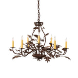 Side view of the oak leaf chandelier showing candle arms and leaf detail.
