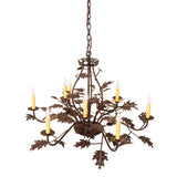 Top angle view highlighting the chandelier’s branching oak leaf structure.