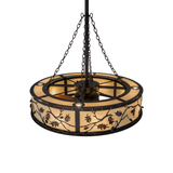 View showing chain suspension and warm diffuser glow.