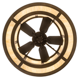 Bottom view of Oak Leaf & Acorn Chandel-Air showing integrated fan design.