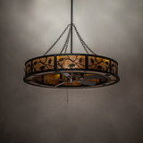 Oak Leaf Chandel-Air in dim setting, unlit mica panels with subtle reflective finish.