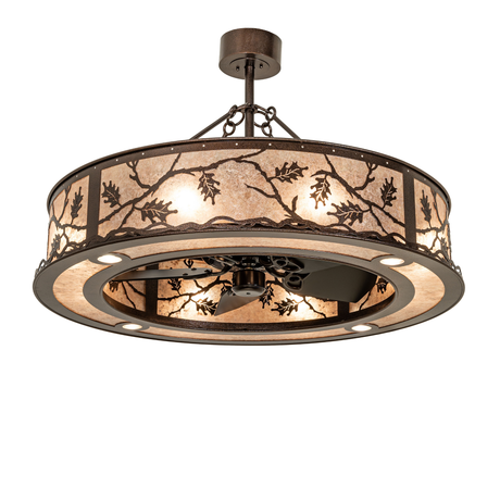 Oak Leaf Chandel-Air chandelier fan in Copper Vein finish, front view.