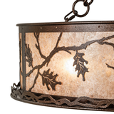 Detailed view of oak leaf motif and textured Copper Vein finish.