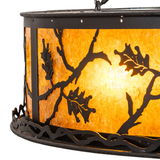 Close-up of Oak Leaf Chandel-Air shade showing illuminated oak leaf design.