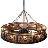 Top angled view showing metal chains and bronze-finished framework.