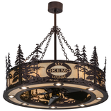 Bottom angle view highlighting warm Idalight diffuser and pine silhouettes.