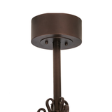 Canopy closeup view showing ceiling mount and bronze finish.