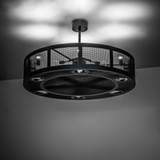 Paloma Golpe chandelier fan casting soft ambient glow on ceiling.
