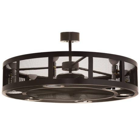 Angled view of Paloma Golpe Chandel-Air with bronze mesh frame and LED lighting.