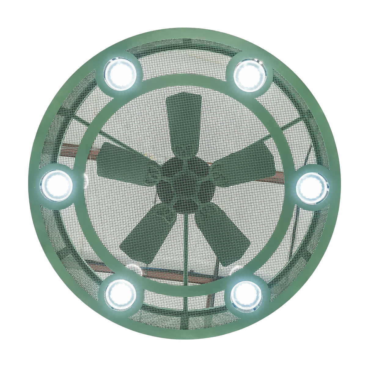 Bottom view showing integrated LEDs and fan blades of Chandel-Air.