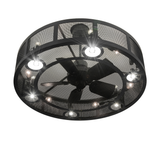 Bottom angle view showing integrated fan and circular LED lights.
