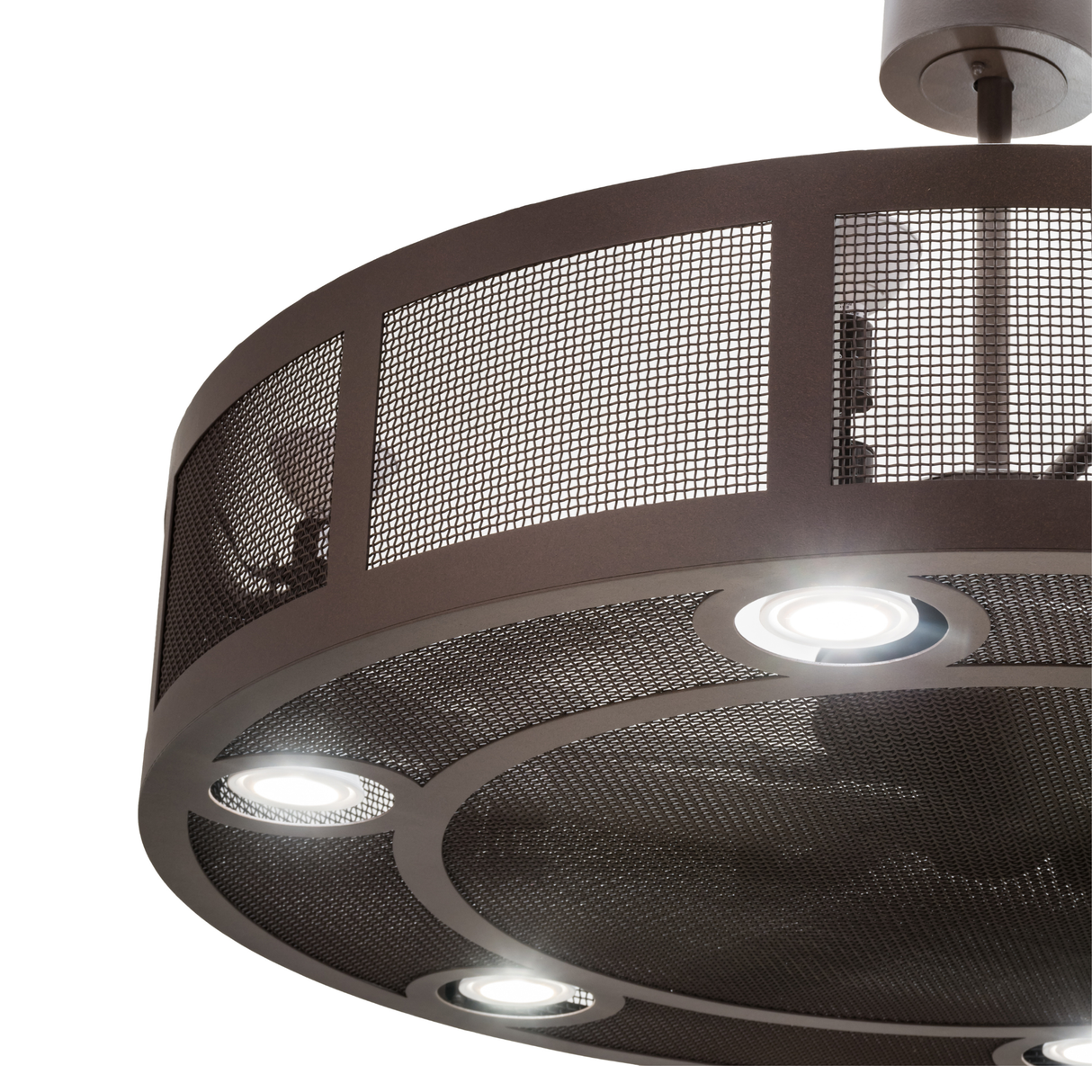 Close-up lit view of Paloma Golpe Chandel-Air showing mesh texture and light ring detail.