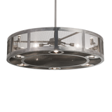 Front angle lit view of Paloma Golpe Chandel-Air showing industrial mesh frame and lights.