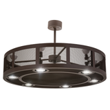 Front angle lit view of Paloma Golpe Chandel-Air with mesh frame and glowing downlights.