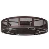 Front unlit view of Paloma Golpe Chandel-Air showing bronze mesh frame and fan housing.