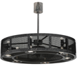 Front lit view showing six bright downlights and inner fan blades.