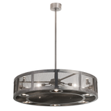 Full front lit view capturing complete hanging design with glowing mesh frame.