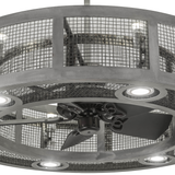 Closeup showing metal mesh texture and downlight detail.