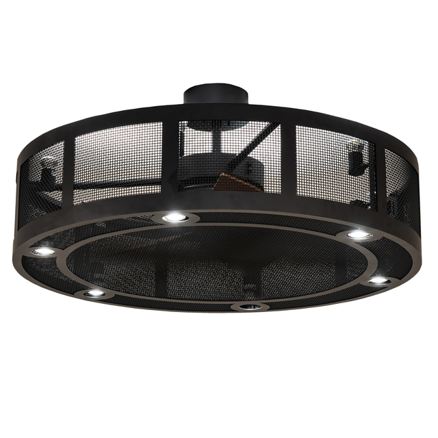 Lit front view of Paloma Golpe Chandel-Air with mesh cage.