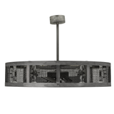 Side view of industrial chandel-air with mesh and lighting.