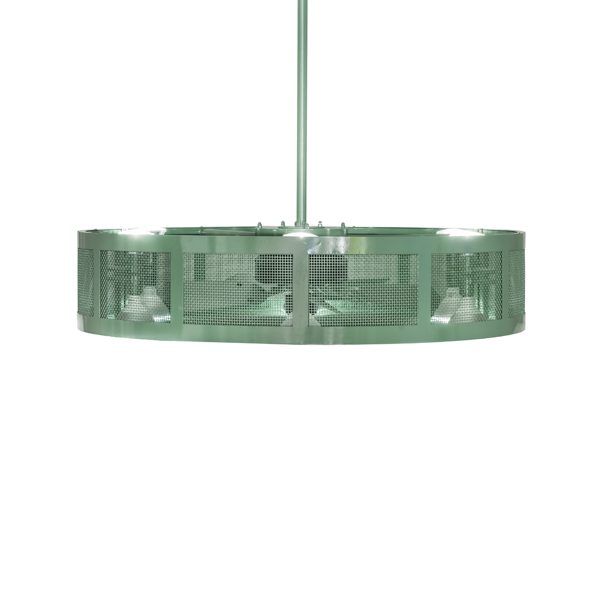 Side profile of illuminated Paloma Golpe Chandel-Air fixture.