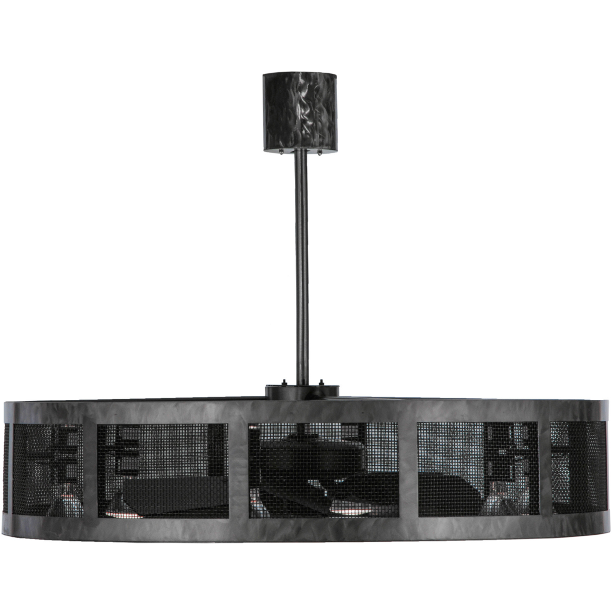 Side view highlighting industrial mesh design and dark finish.
