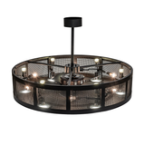 Top angle of Paloma Golpe chandelier fan showing LED lighting.