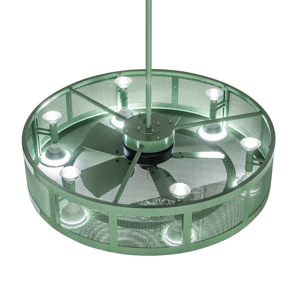 Top-down view showing fan and LED lights on Chandel-Air.