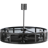 Top unlit view highlighting internal frame, fan hub, and bulb sockets.