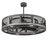 Steel mesh chandel-air showing fan and frame details.