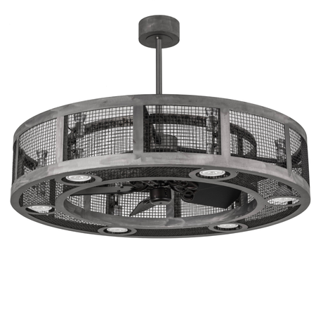 Steel mesh chandel-air showing fan and frame details.