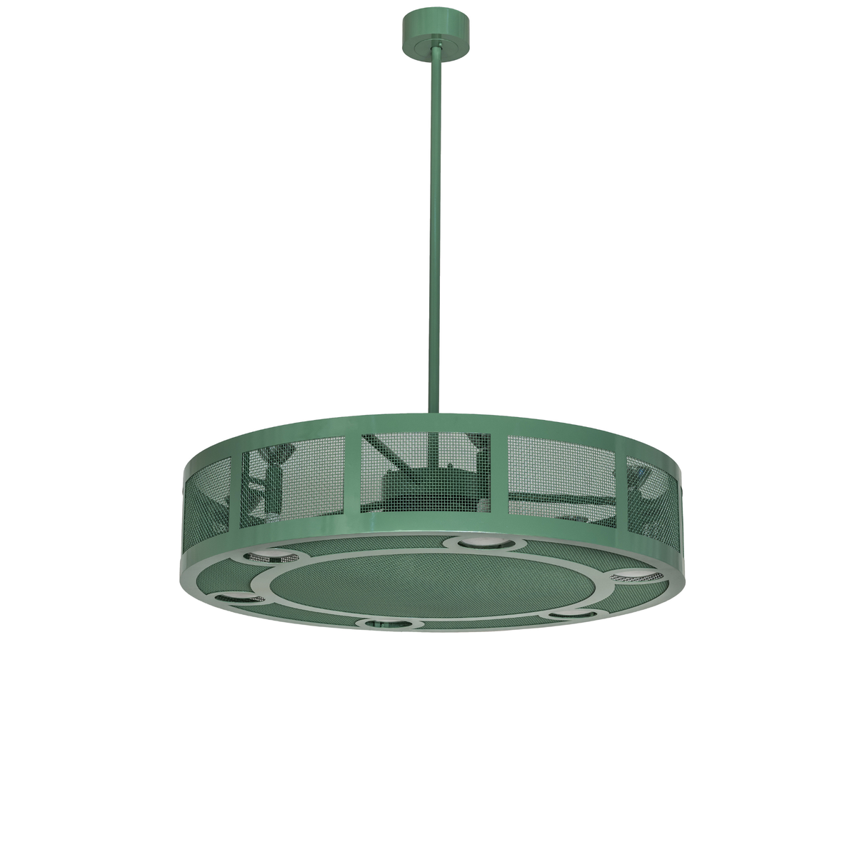 Unlit angled view of Paloma Golpe chandelier fan fixture.