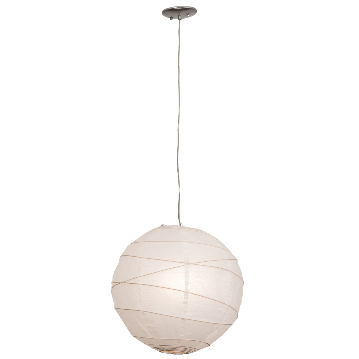 Full-length hanging view of paper lantern pendant.