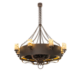 Lit room view of Parnella Chandel-Air glowing warmly with amber mica diffuser.